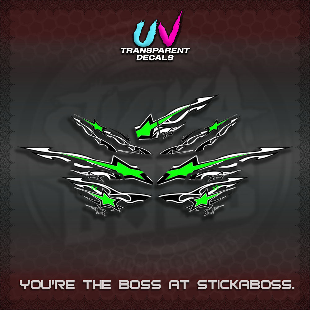 AEROX  V3 INDO UV TRANSPARENT DECALS(0005 RISING STAR)STICKER DECALS By STICKABOSS