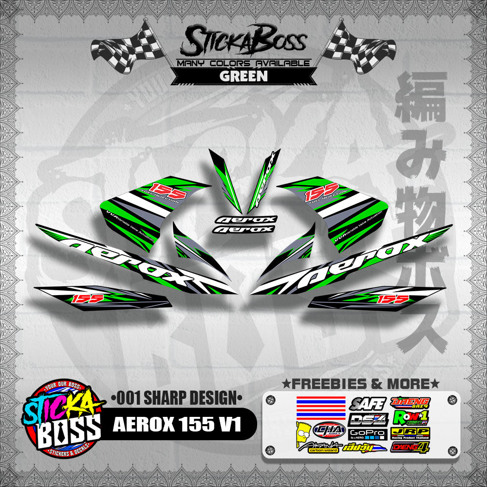 AEROX 155 V1 DECALS ( 001 SHARP DESIGN )【WITH FREEBIES】
