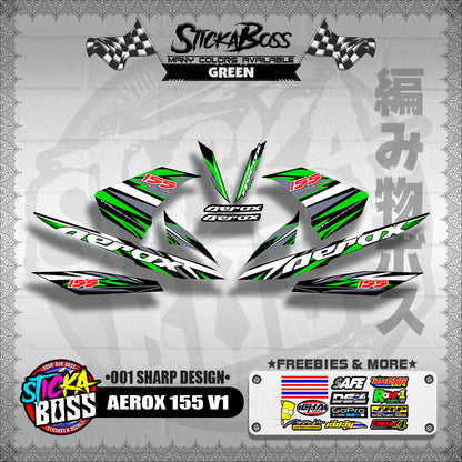 AEROX 155 V1 DECALS ( 001 SHARP DESIGN )【WITH FREEBIES】