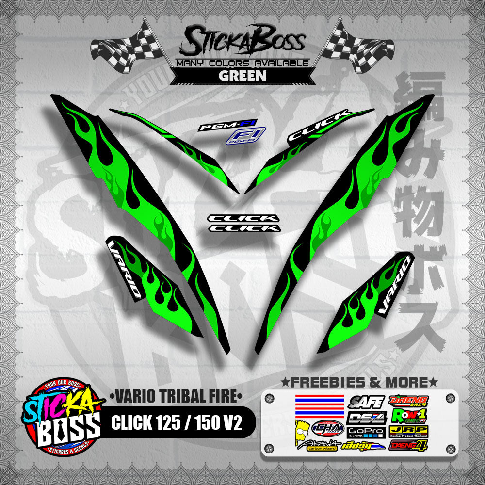 CLICK 125 / 150 V2 DECALS ( VARIO TRIBAL FIRE )【WITH FREEBIES】