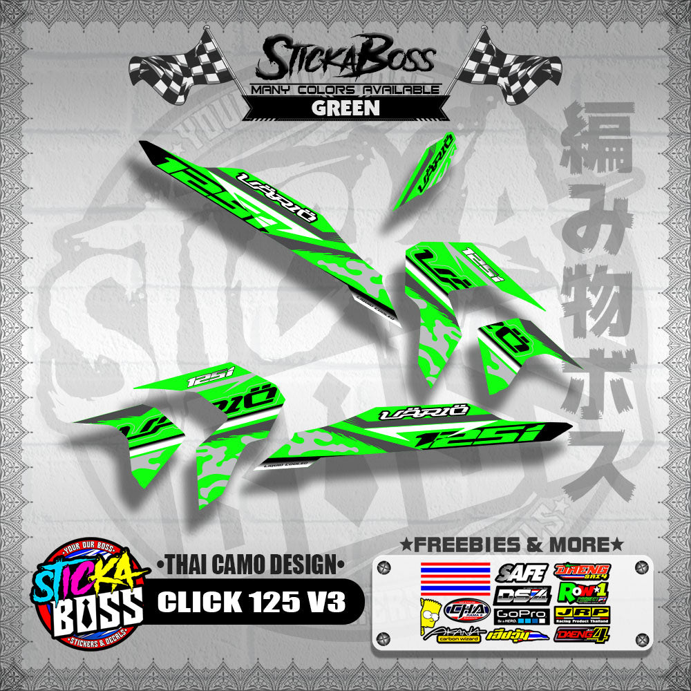CLICK 125i V3 DECALS ( THAI CAMO DESIGN )【WITH FREEBIES】