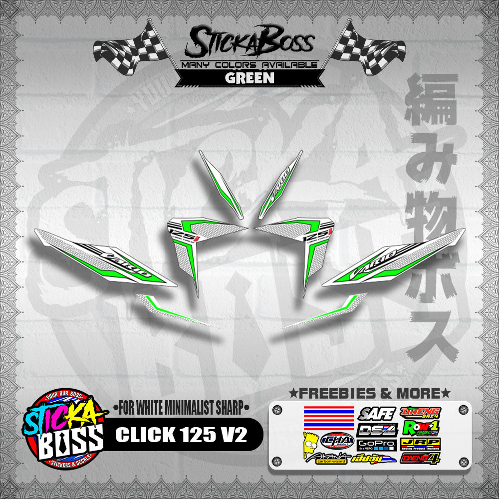 CLICK 125 V2 DECALS ( FOR WHITE MINIMALIST SHARP )【WITH FREEBIES】