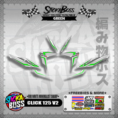 CLICK 125 V2 DECALS ( FOR WHITE MINIMALIST SHARP )【WITH FREEBIES】