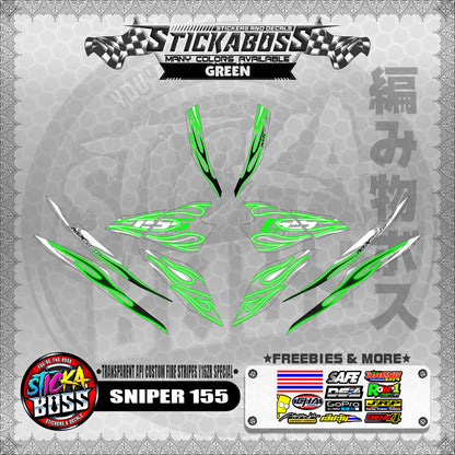 [ PREMIUM UV PRINT ] TRANSPARENT SNIPER 155 STICKER DECALS ( API CUSTOM FIRE STRIPES Y16ZR SPECIAL )