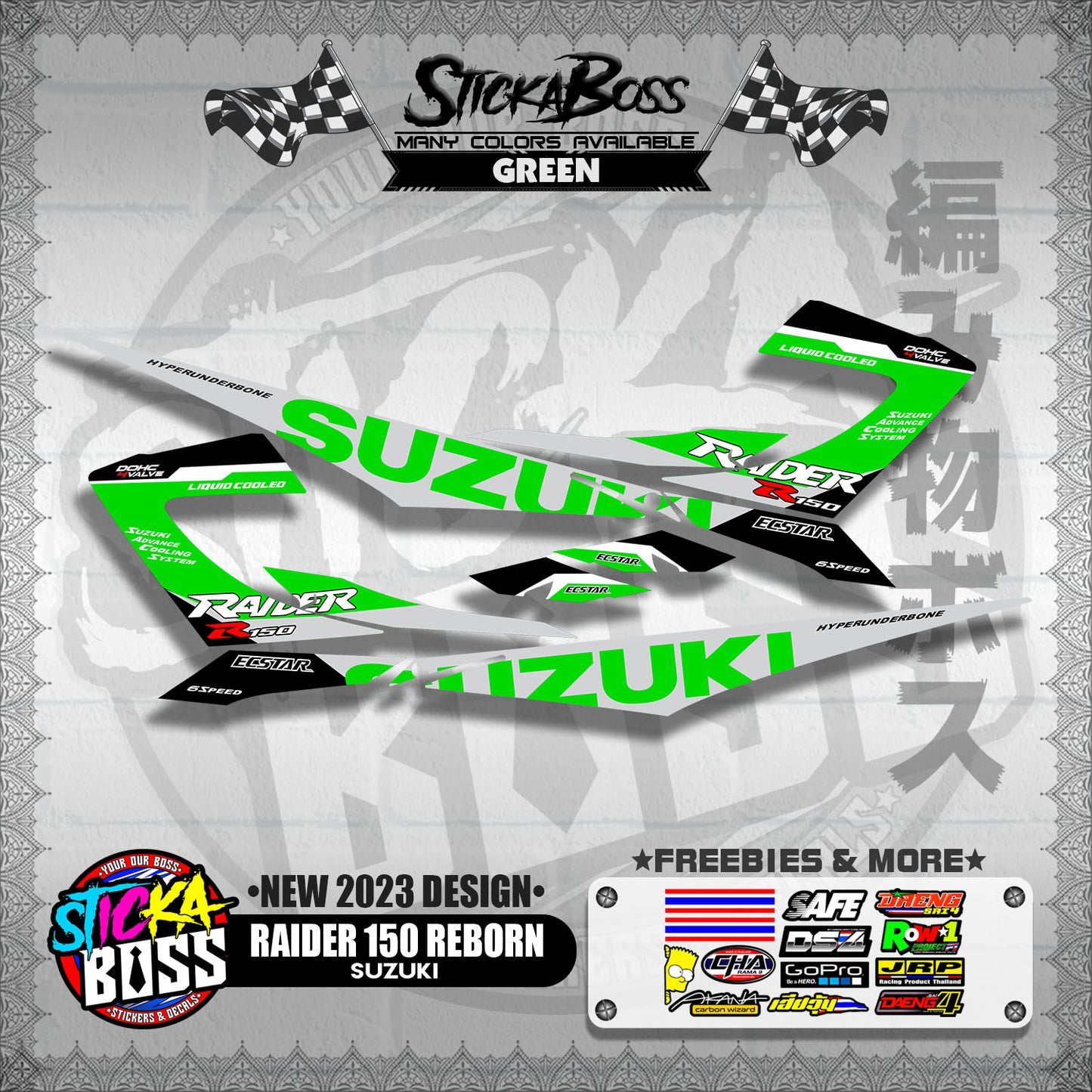 RAIDER 150 REBORN STOCK DECALS ( NEW 2023 DESIGN )【WITH FREEBIES】