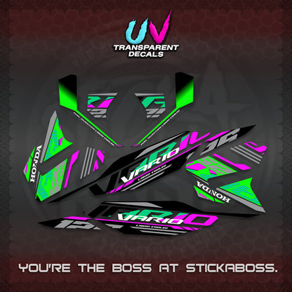 CLICK 125 V4 MALAY VARIO UV TRANSPARENT  DECALS (2026 VV12 DESIGN) STICKER KITS By STICKABOSS