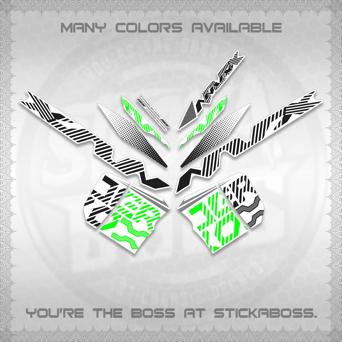 AEROX V2 NVX FOR WHITE DECALS (2024 NEW 001 DESIGN) STICKER DECALS By STICKABOSS