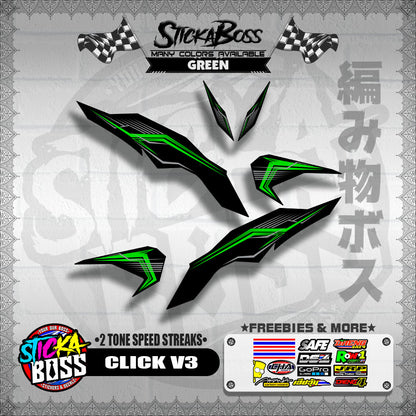 CLICK V3 DECALS ( 2 TONE SPEED STREAKS )【WITH FREEBIES】