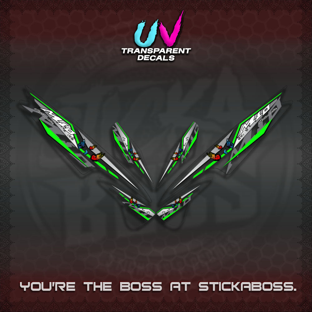 【PREMIUM UV PRINT】TRANSPARENT  MIO SPORTY/SMILE DECALS (BUTERFLY V6 DESIGN)By STICKABOSS