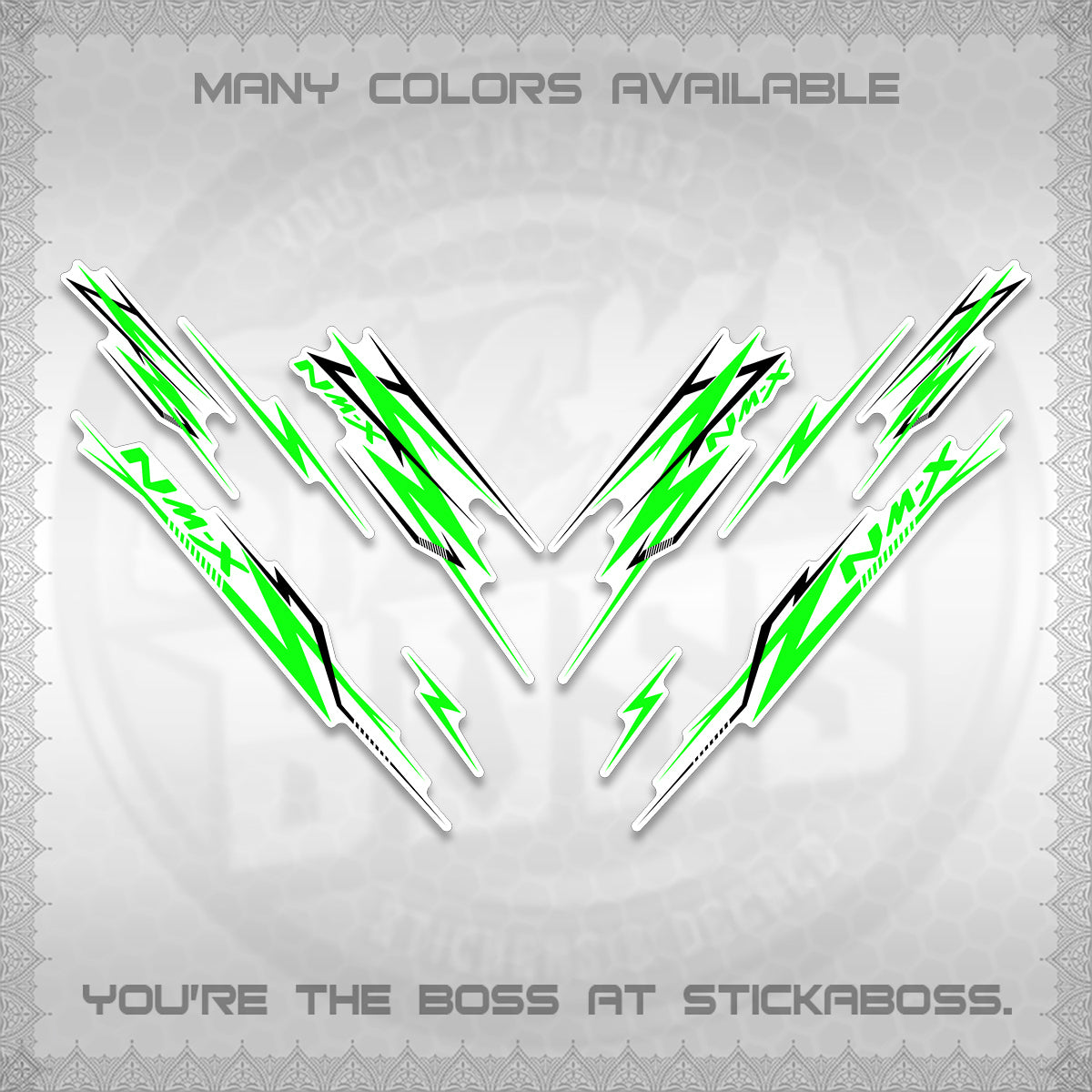 NMAX V2 FOR WHITE DECALS (2024 NM A8 STYLE) STICKER DECALS By STICKABOSS
