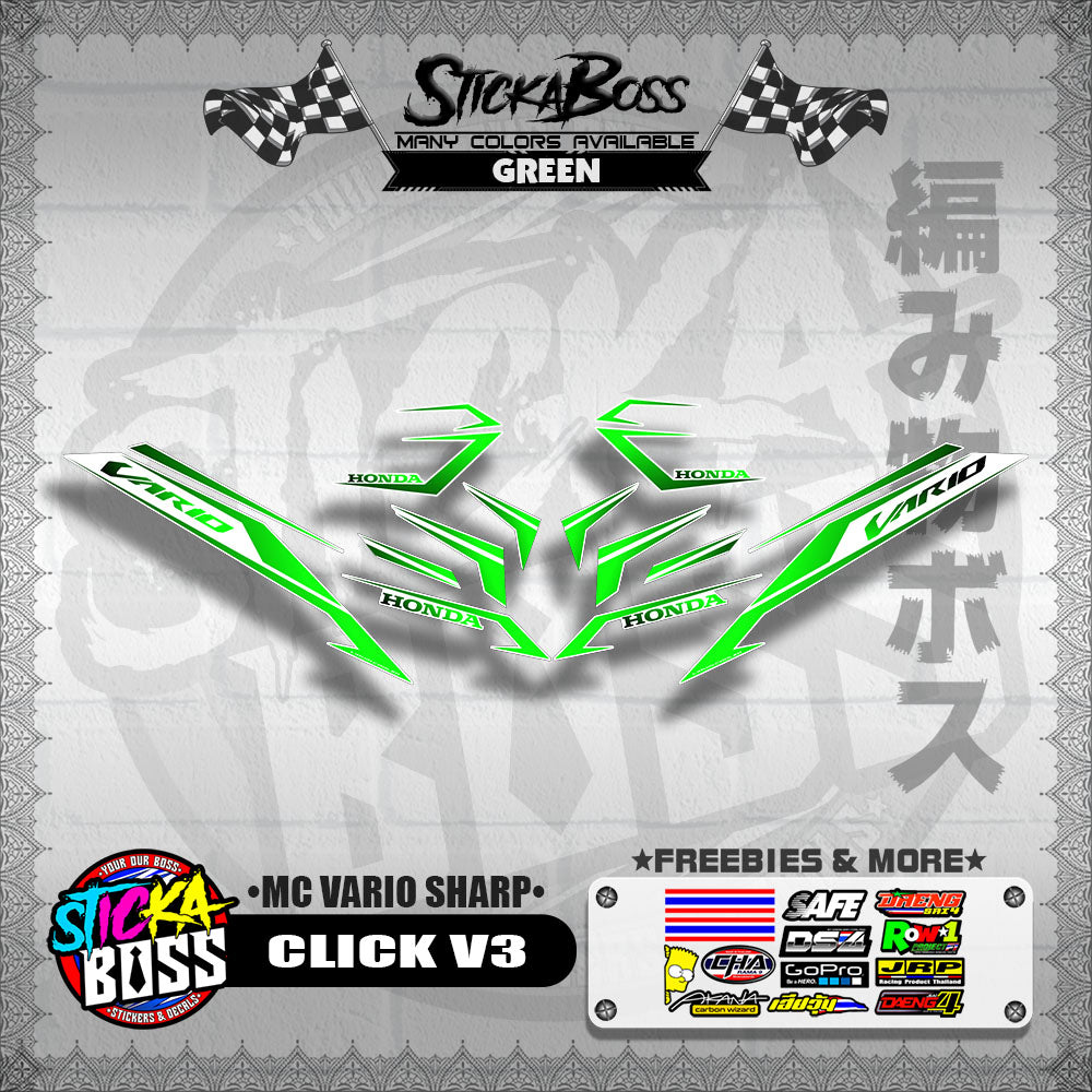 CLICK V3 DECALS ( MC VARIO SHARP ) [ PREMIUM GLOSSY LAMINATED ]【WITH FREEBIES】