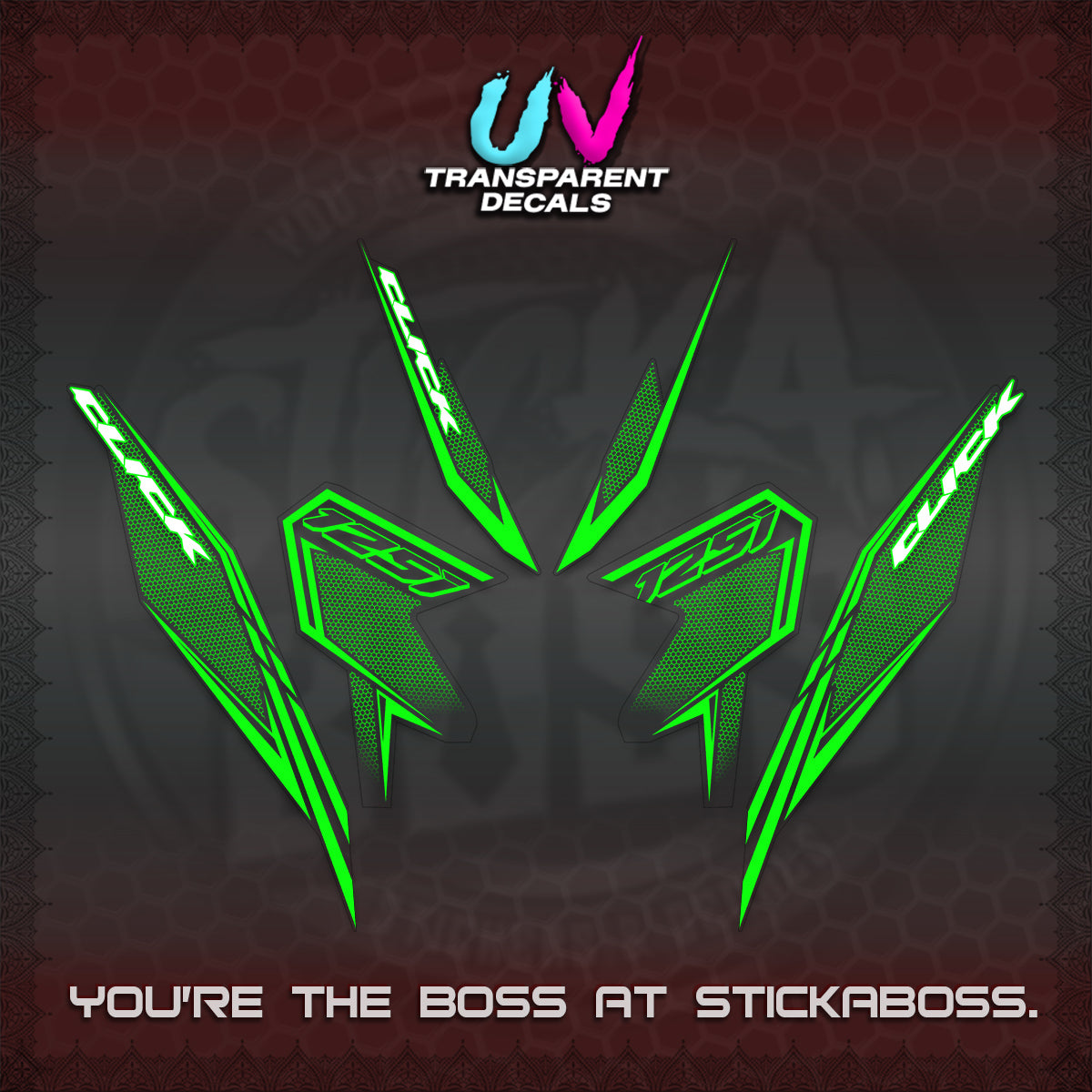 CLICK 125 V3 UV TRANSPARENT DECALS (2026 LINE UP DESIGN) STICKER KITS By STICKABOSS