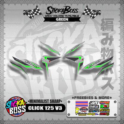 CLICK 125 V3 DECALS ( MINIMALIST SHARP )【WITH FREEBIES】