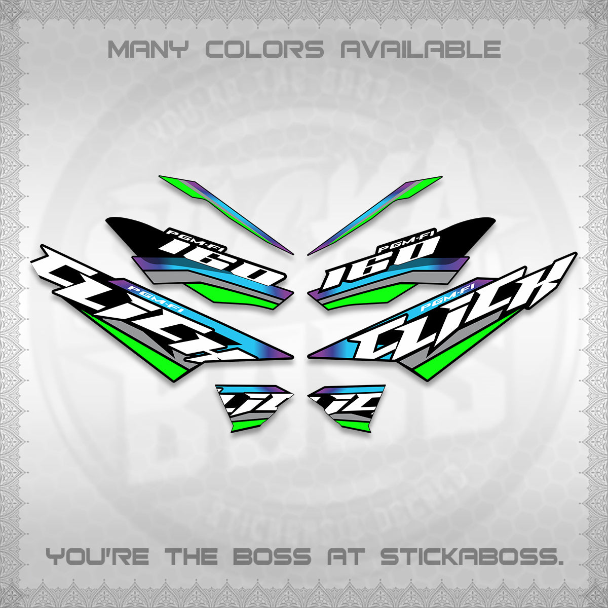 CLICK 160 STRIPING DECALS (SPORTS RACE STRIPES 01) STICKER KITS BY STICKABOSS