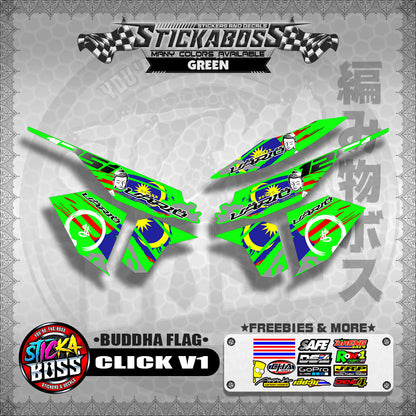 CLICK V1 MALAYSIAN STICKER DECALS ( BUDDHA FLAG )【WITH FREEBIES】