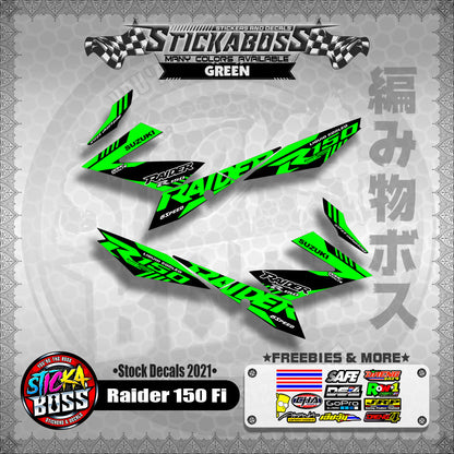 Suzuki Raider 150 Fi Stock Decals 2021 (GREEN)【PREMIUM GLOSSY LAMINATED】