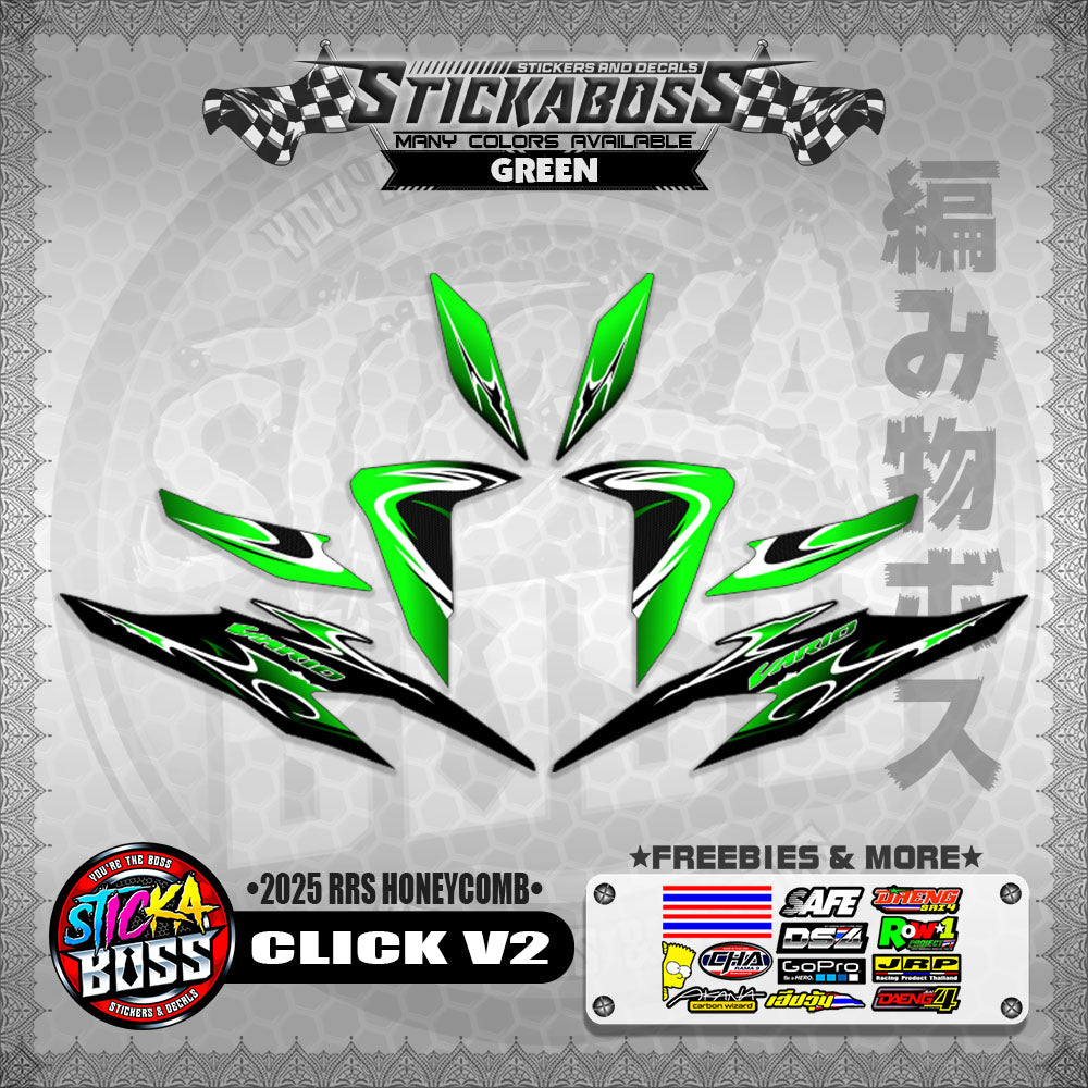 CLICK V2 INDO STICKER DECALS ( 2025 RRS HONEYCOMB )【WITH FREEBIES】