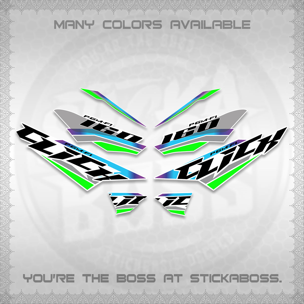 CLICK 160 STRIPING FOR WHITE DECALS (SPORTS RACE STRIPES 01) STICKER KITS BY STICKABOSS