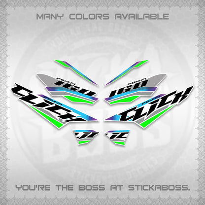 CLICK 160 STRIPING FOR WHITE DECALS (SPORTS RACE STRIPES 01) STICKER KITS BY STICKABOSS