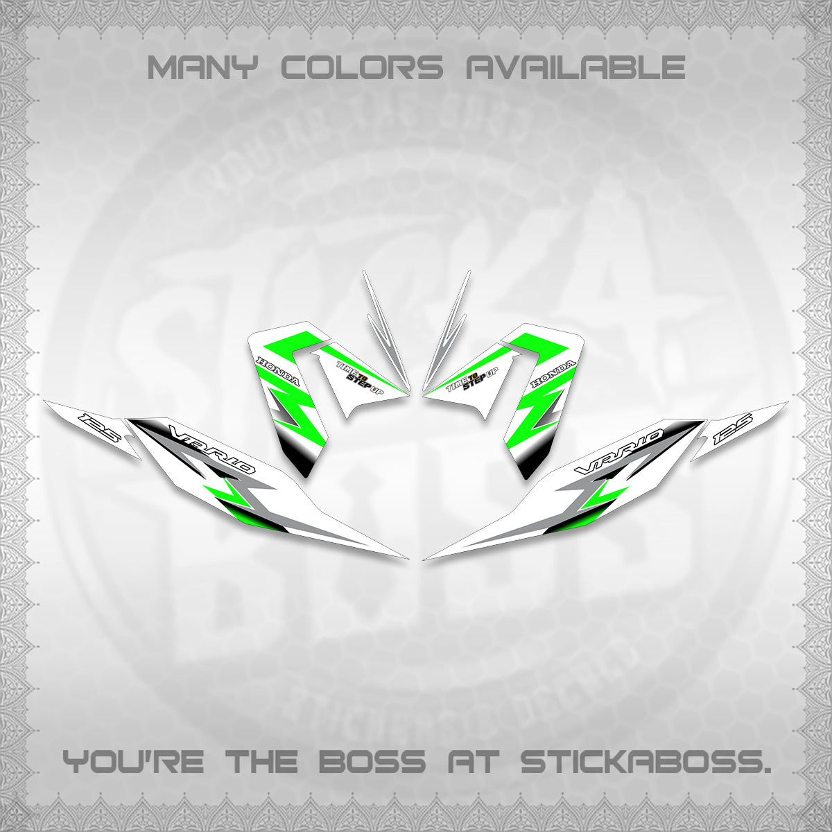 CLICK 125 V4 VARIO FOR WHITE DECALS (2026 VR0006 DESIGN) STICKER KITS BY STICKABOSS