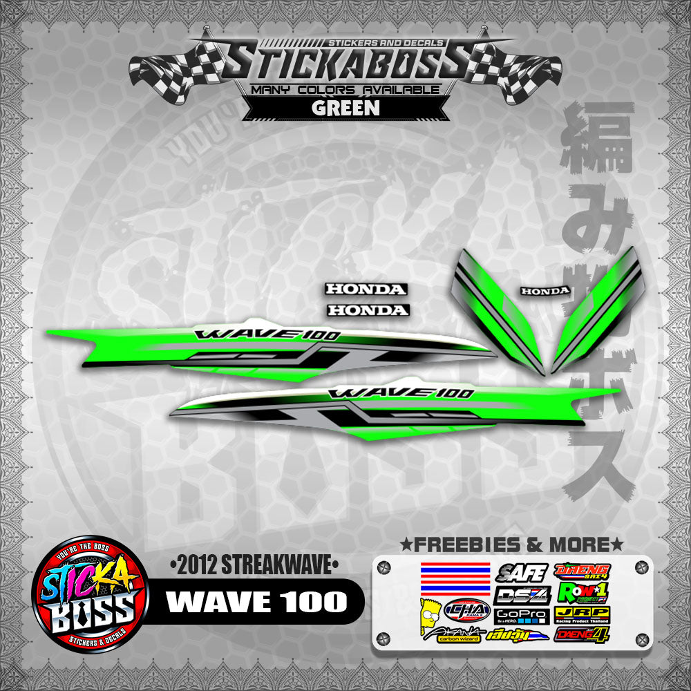 WAVE 100  STICKER DECALS ( 2012 STREAKWAVE ) 【WITH FREEBIES】