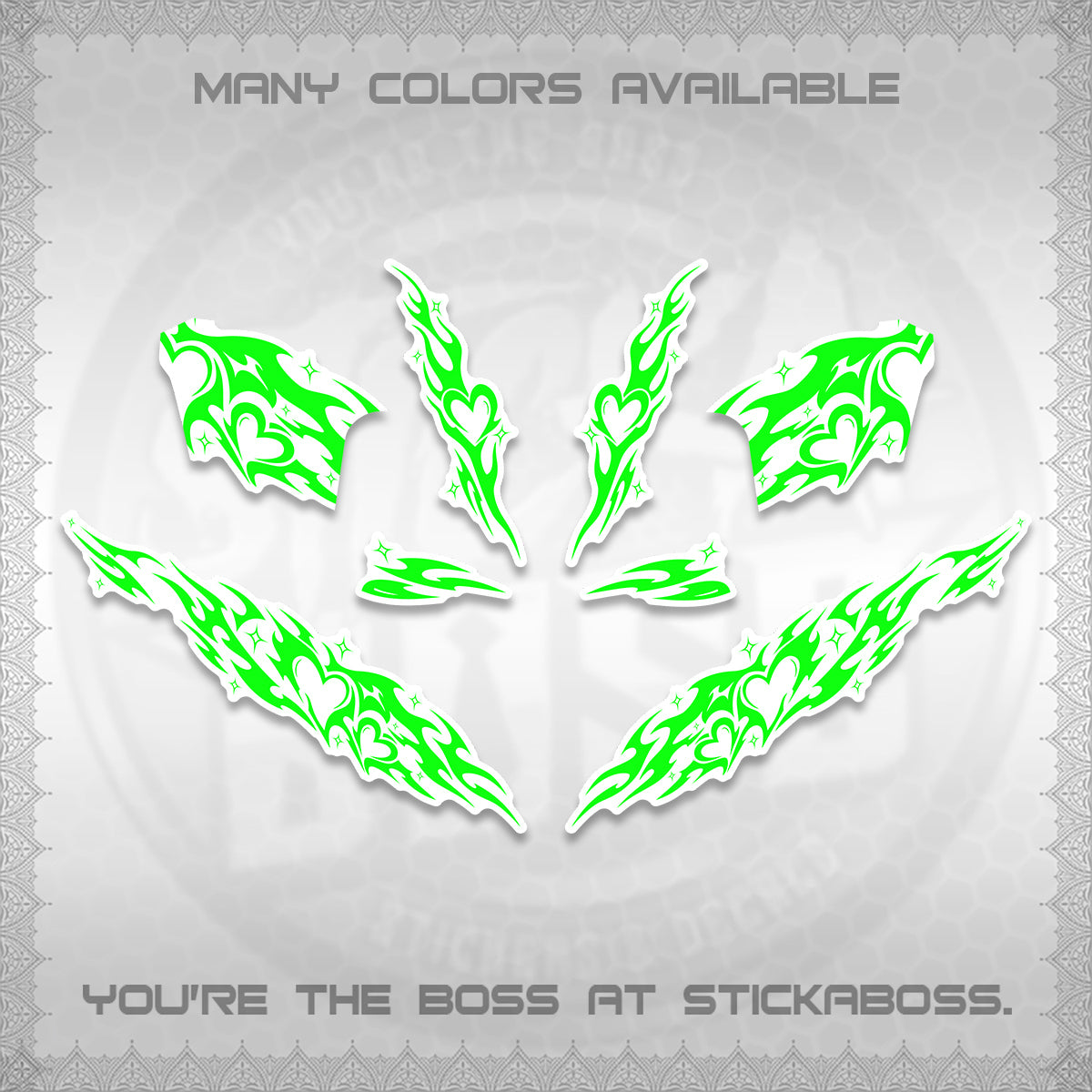 CLICK 125 V2 FOR WHITE DECALS (2026 STRIPING HEART DESIGN) STICKER KITS BY STICKABOSS