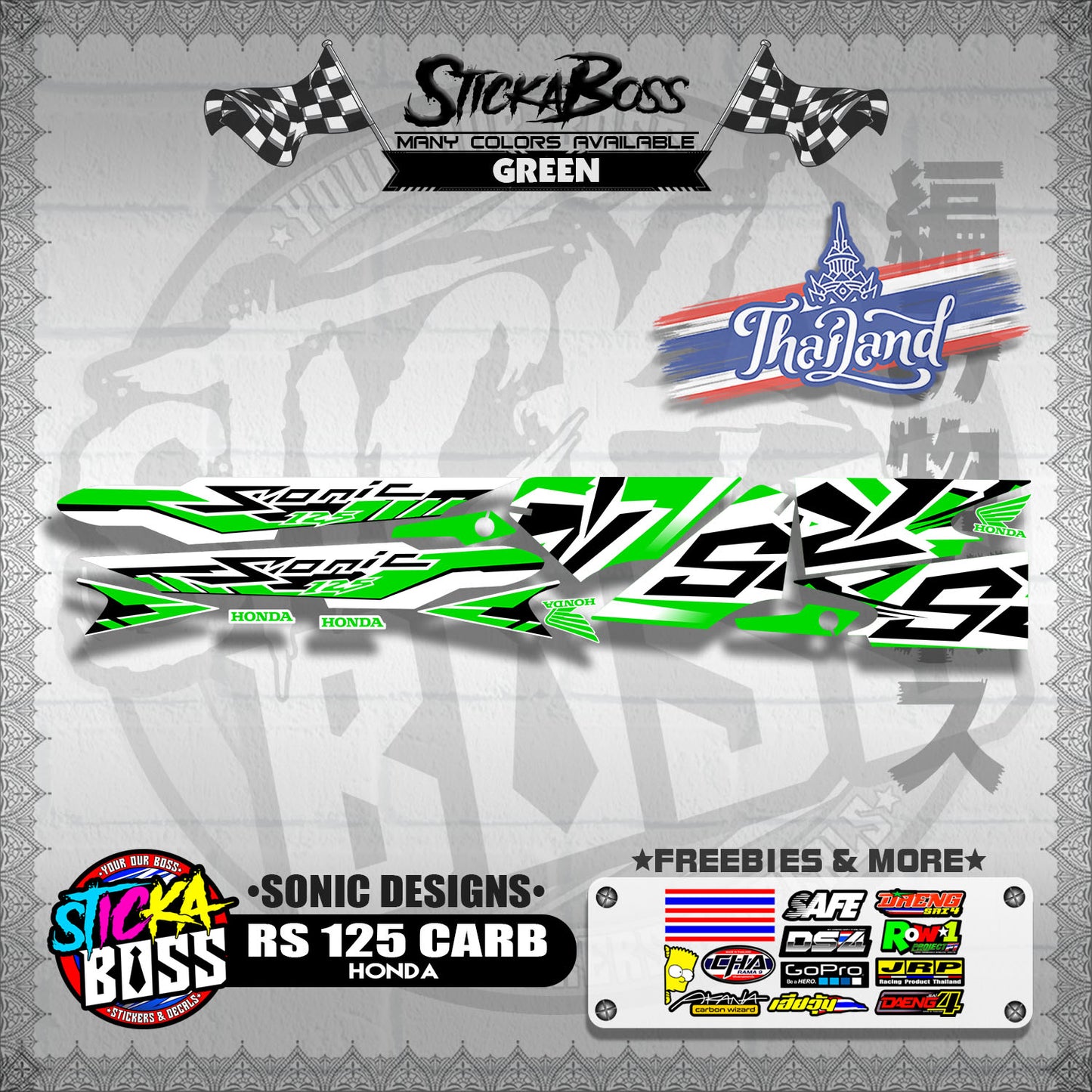 RS 125 CARB THAI DECALS ( SONIC DESIGNS )【WITH FREEBIES】