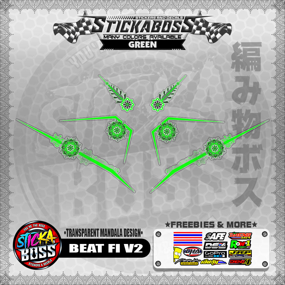 【PREMIUM UV PRINT】TRANSPARENT BEAT FI V2 STICKER DECALS ( MANDALA DESIGN )【WITH FREEBIES】