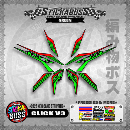 CLICK V3 STICKER DECALS ( 2025 NEW CAMO STRIPPING )【WITH FREEBIES】