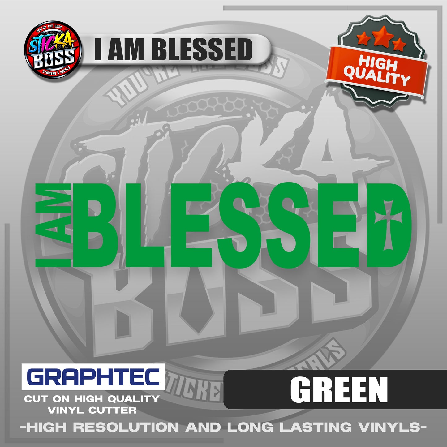 I AM BLESSED | VINYL WATERPROOF CUT-OUT STICKER DECALS【Stickaboss】