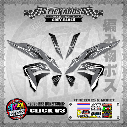 CLICK V3 INDO STICKER DECALS ( 2025 RRS HONEYCOMB )【WITH FREEBIES】