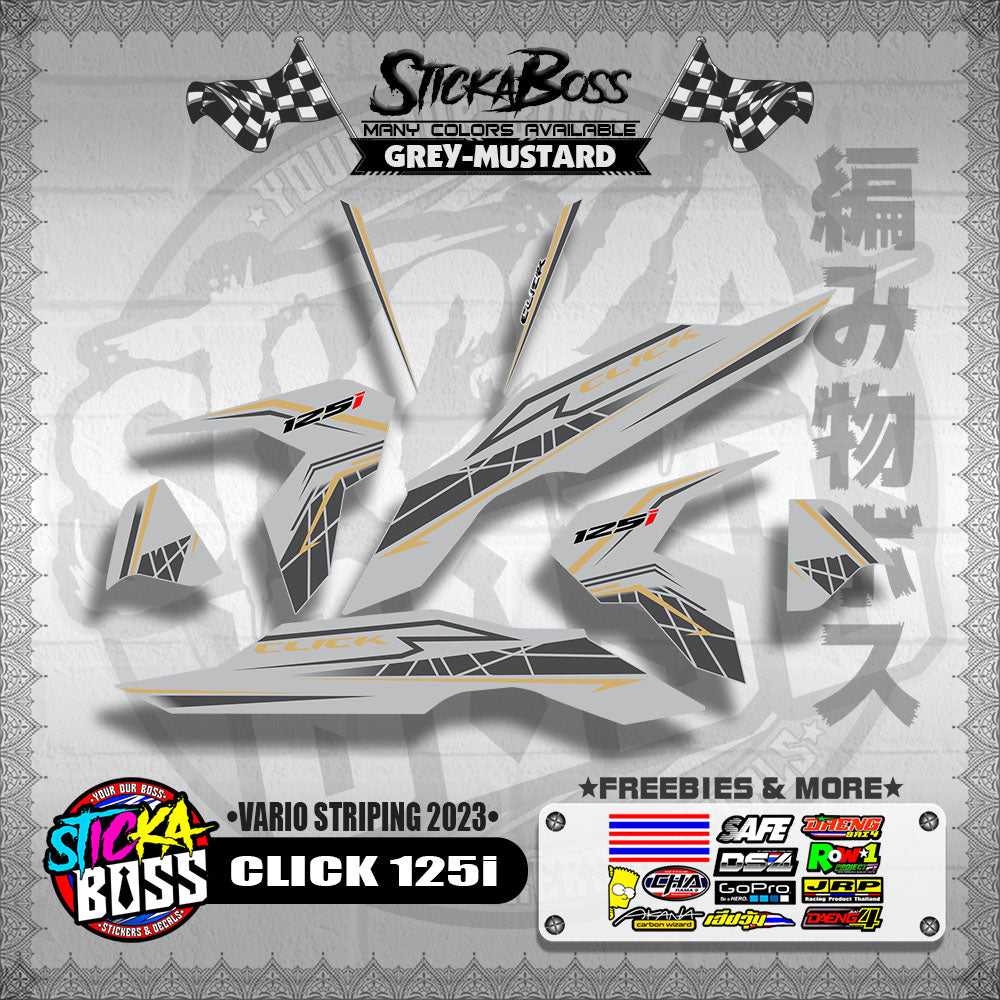 CLICK 125i V3 STOCK DECALS ( VARIO STRIPING 2023 )【WITH FREEBIES】
