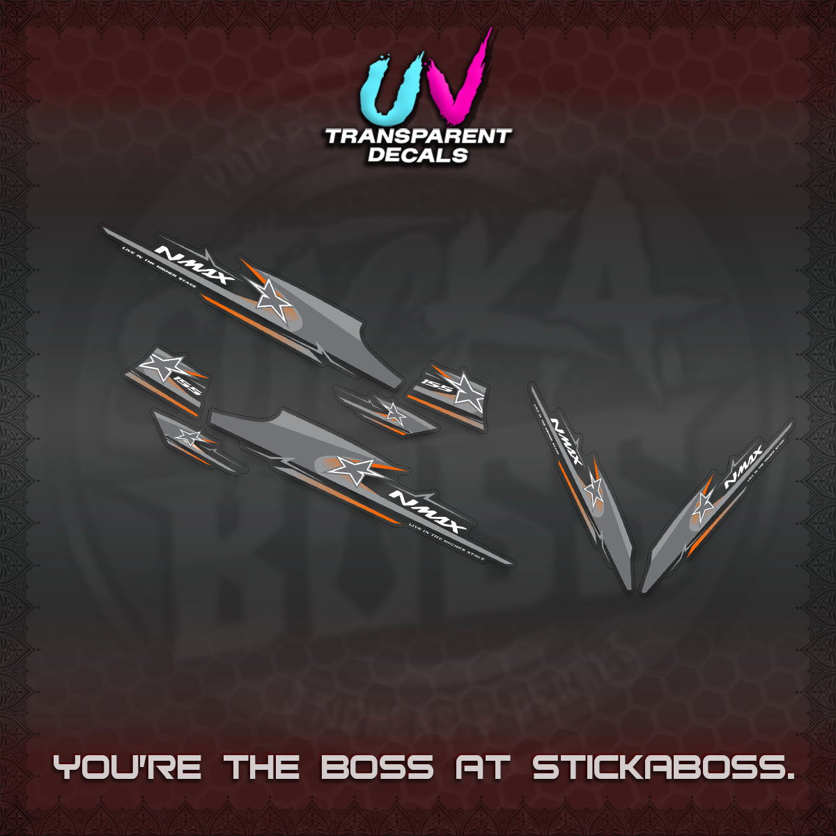 NMAX V1 THAI-INDO  UV TRANSPARENT DECALS (THMI 02 DESIGN)STICKER DECALS By STICKABOSS