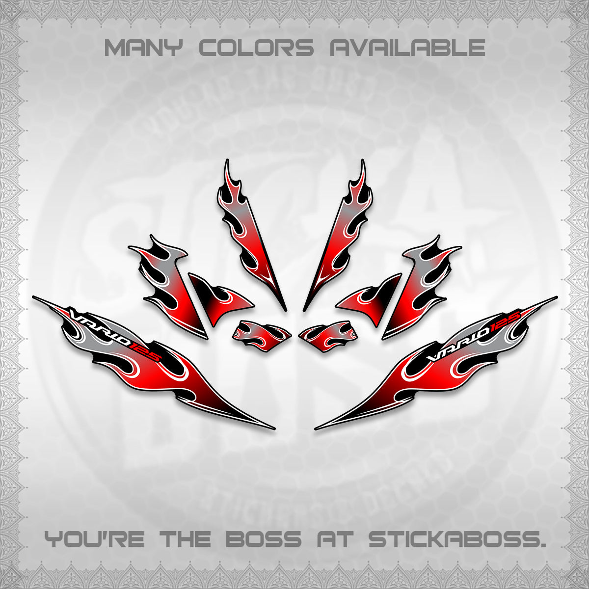 CLICK 125 V4 VARIO DECALS (2026 MOTIF FLAME 2 TONE)STICKER DECALS By STICKABOSS