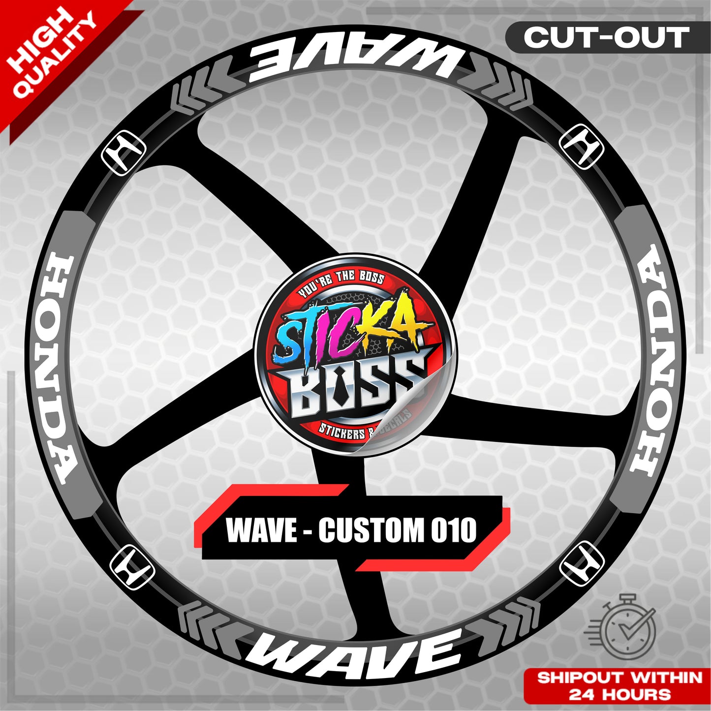 WAVE 110  / 125 MAG STICKER SET ( 2 MAGS ) - CUSTOM 010 | VINYL WATERPROOF CUT-OUT DECALS