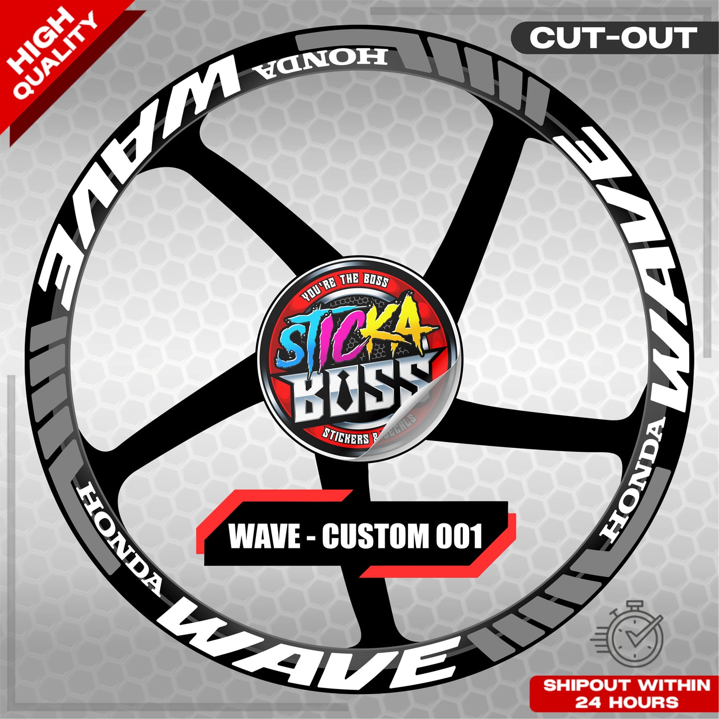 WAVE 110 / 125 MAG STICKER SET ( 2 MAGS ) - CUSTOM 001 | VINYL WATERPROOF CUT-OUT DECALS