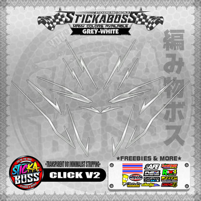 【PREMIUM UV PRINT】TRANSPARENT CLICK V2 STICKER DECALS ( 001 MINIMALIST STRIPPING )【WITH FREEBIES】