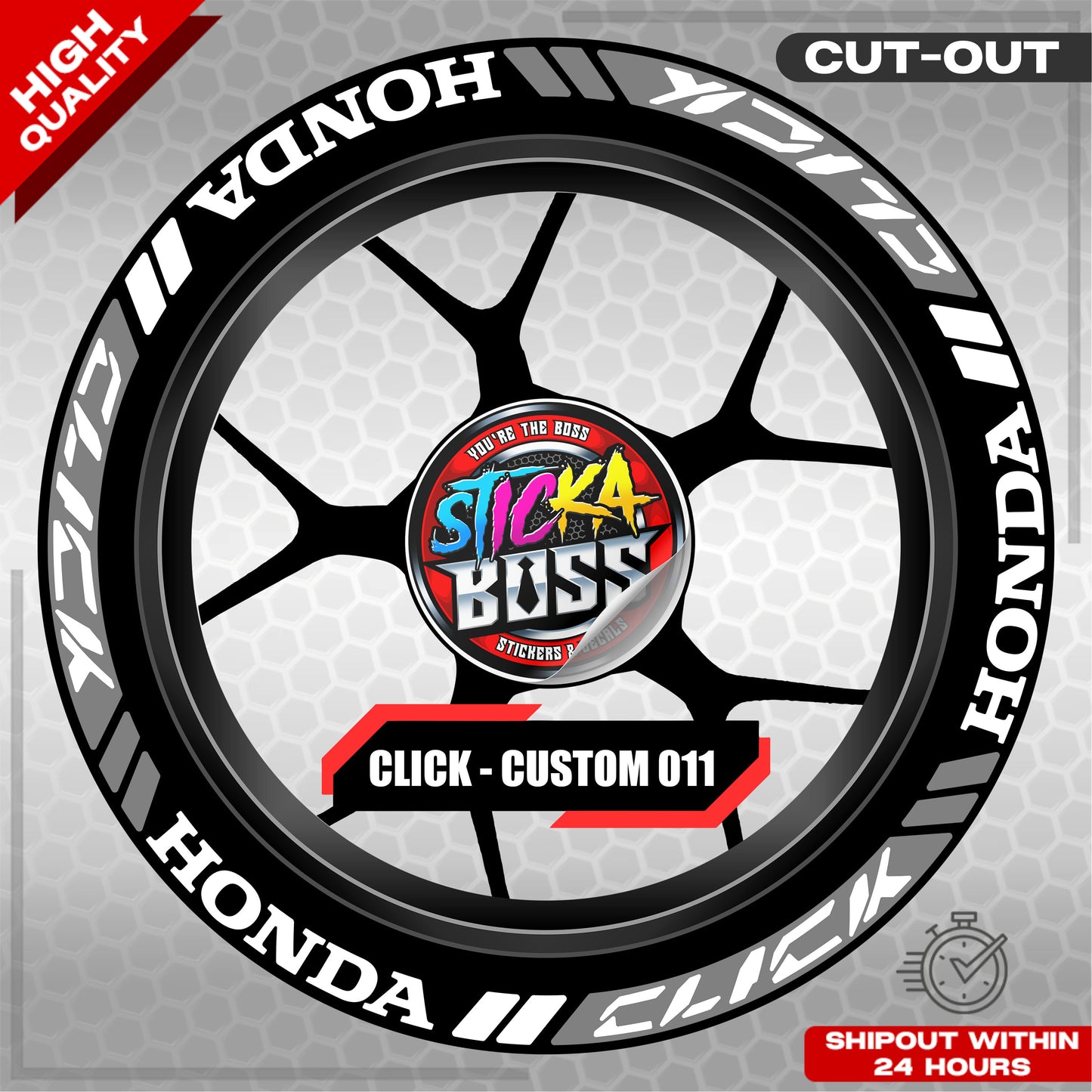 CLICK 125 / 150 / 160 MAG STICKER SET  ( 2 MAGS ) - CUSTOM 011 | VINYL WATERPROOF CUT-OUT DECALS
