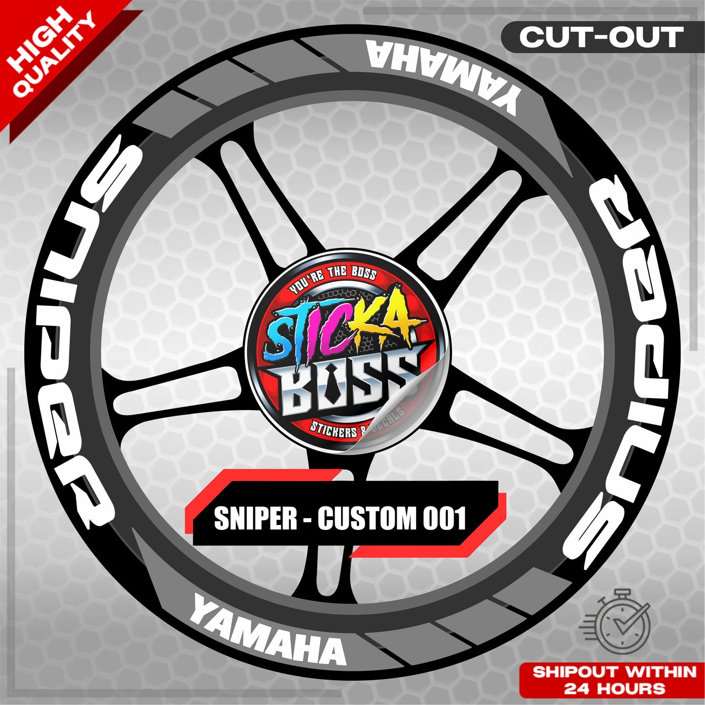 SNIPER 150 / 155 MAGS STICKER SET  ( 2 MAGS ) - CUSTOM 001 | VINYL WATERPROOF CUT-OUT DECALS