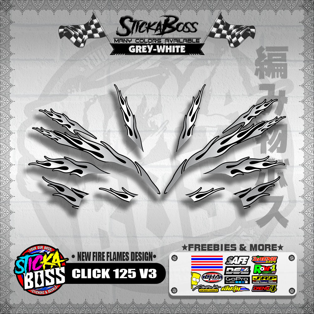 CLICK 125 V3 DECALS ( NEW FIRE FLAMES DESIGN )【WITH FREEBIES】