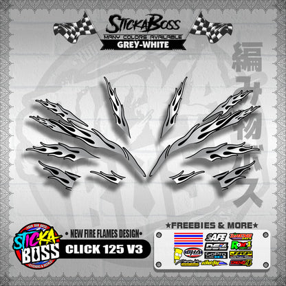 CLICK 125 V3 DECALS ( NEW FIRE FLAMES DESIGN )【WITH FREEBIES】