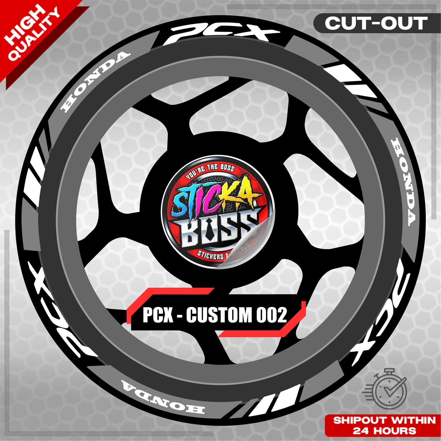 PCX 150 / 160 MAGS STICKER SET  ( 2 MAGS ) - CUSTOM 002 | VINYL WATERPROOF CUT-OUT DECALS