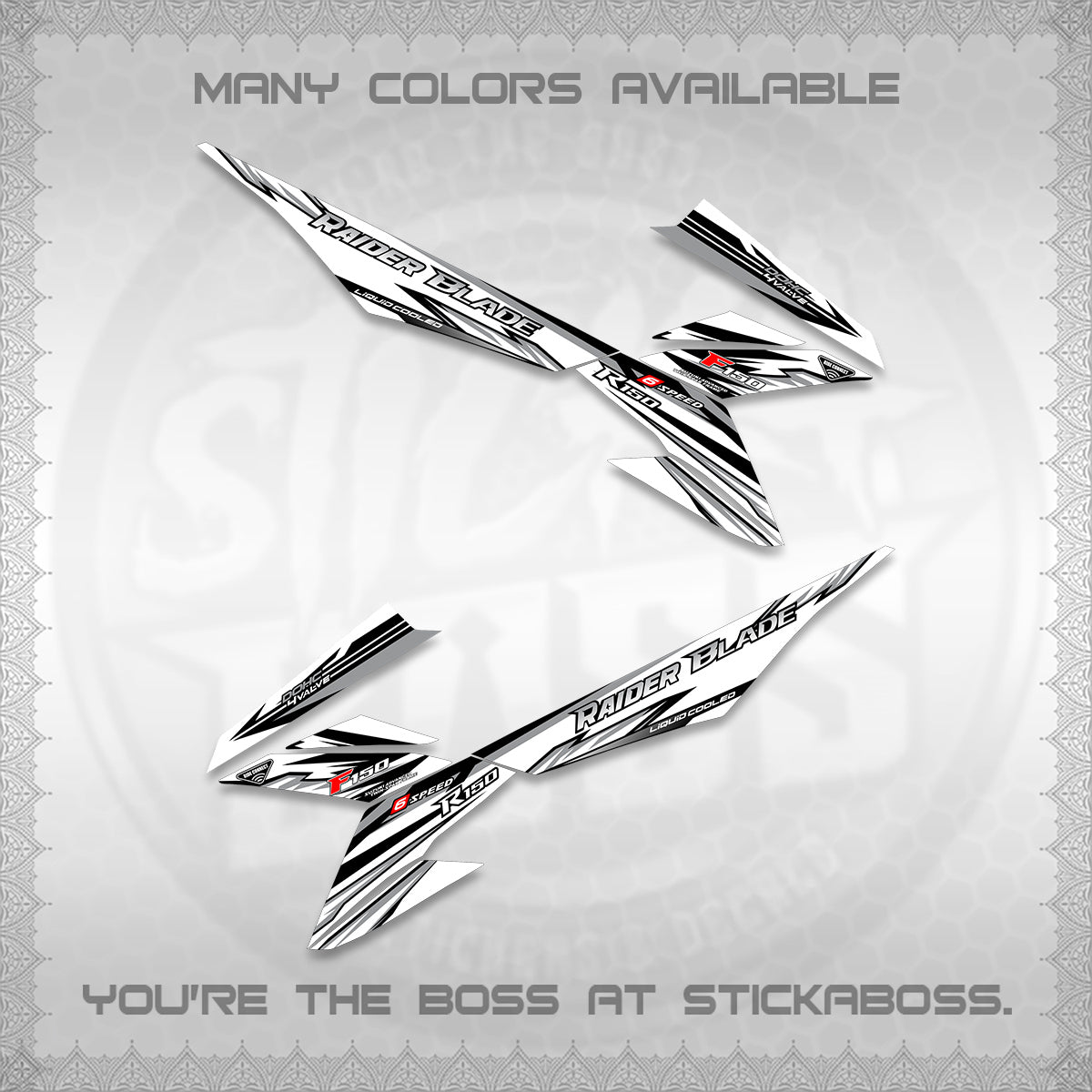 RAIDER BLADE 150 FOR WHITE DECAL(2026 NEW SHARP)STICKER DECALS By STICKABOSS