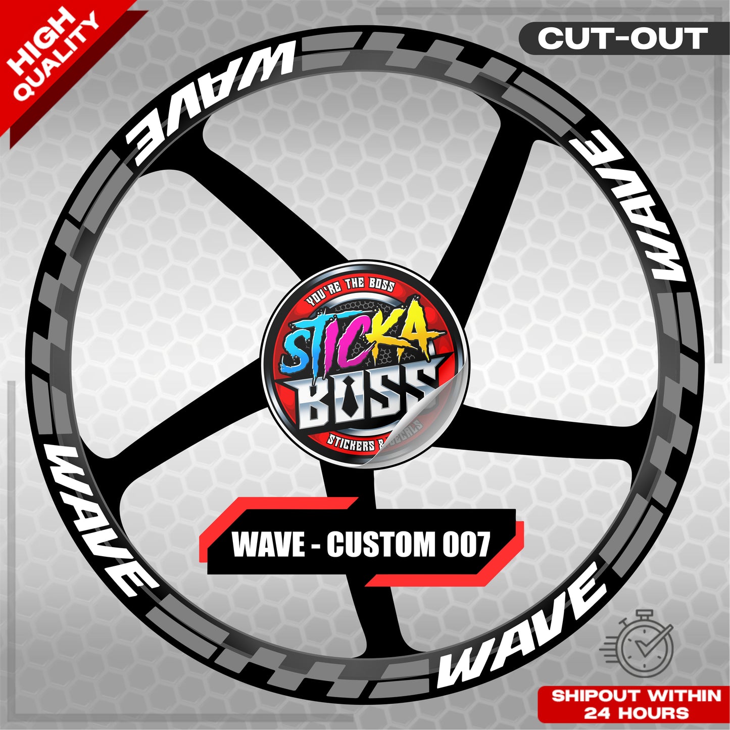 WAVE 110 / 125 MAG STICKER SET ( 2 MAGS ) - CUSTOM 007 | VINYL WATERPROOF CUT-OUT DECALS