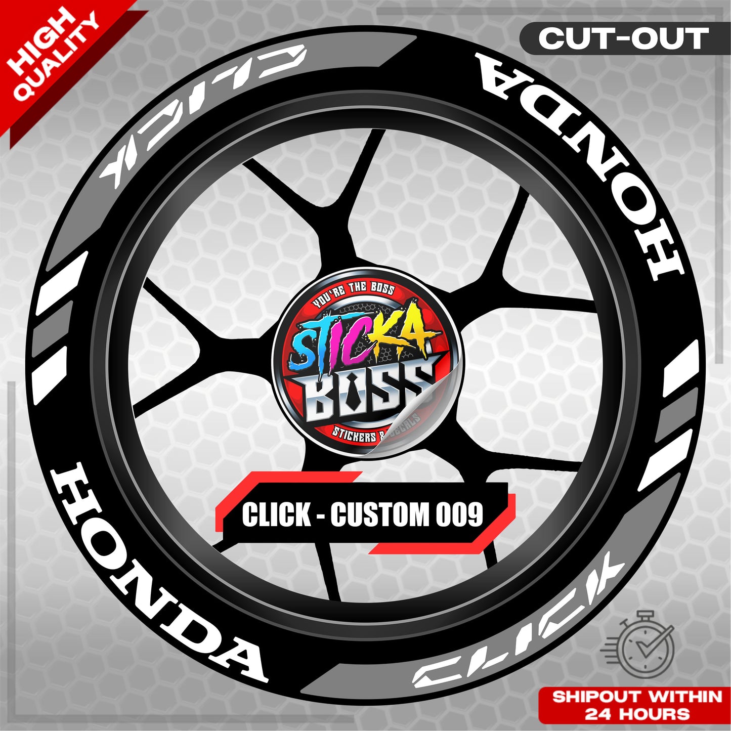 CLICK 125 / 150 / 160 MAG STICKER SET  ( 2 MAGS ) - CUSTOM 009 | VINYL WATERPROOF CUT-OUT DECALS