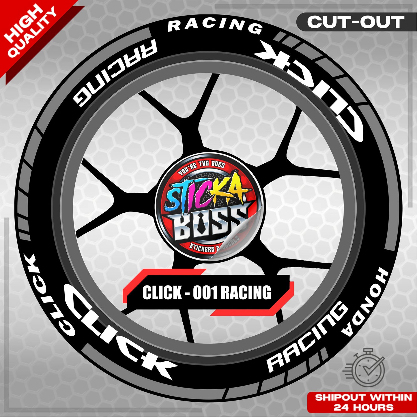 CLICK 125 / 150 / 160 MAGS STICKER SET  ( 2 MAGS ) - 001 RACING | VINYL WATERPROOF CUT-OUT DECALS