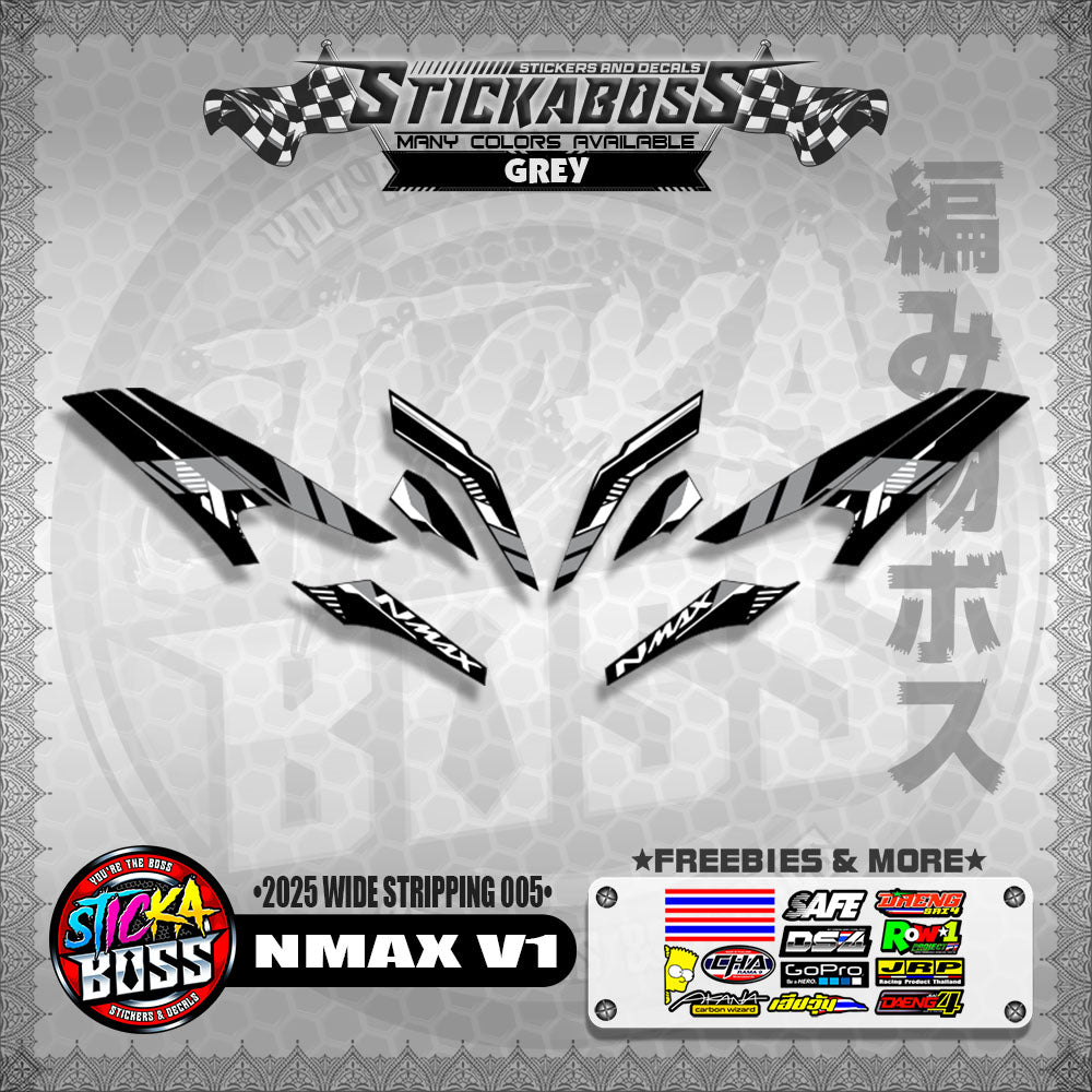 NMAX V1 INDO STICKER DECALS ( 2025 WIDE STRIPPING 005 )【WITH FREEBIES】