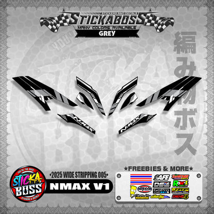 NMAX V1 INDO STICKER DECALS ( 2025 WIDE STRIPPING 005 )【WITH FREEBIES】