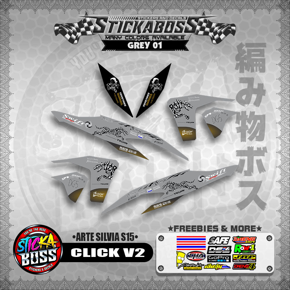 CLICK V2 STICKER DECALS ( ARTE SILVIA S15 )【WITH FREEBIES】