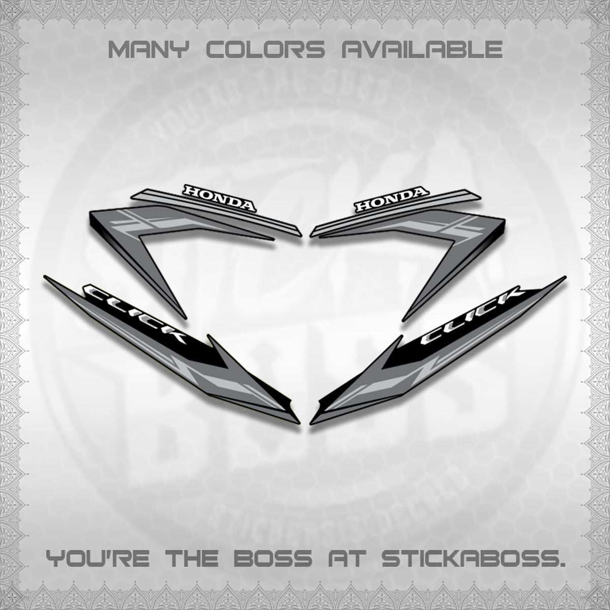 CLICK 125 V3 STOCK DECALS (NEW 2023 DESIGN)STICKER DECALS By STICKABOSS